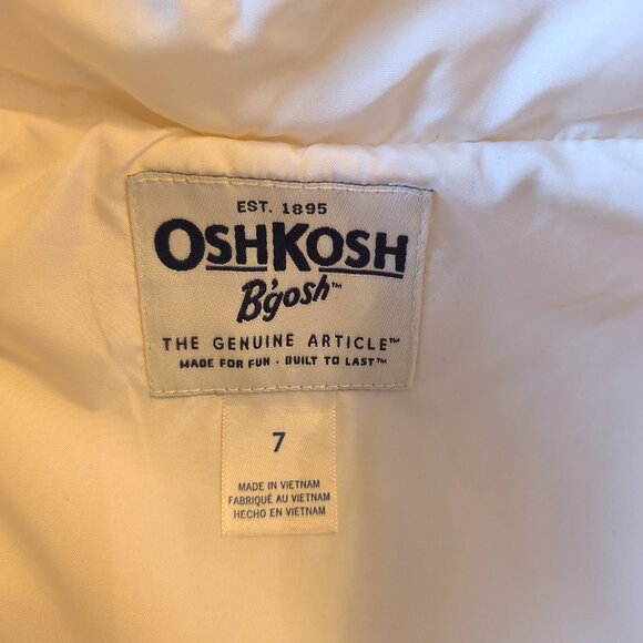 Oshkosh B'gosh, EUC Sherpa Cream Vest Purple Trim & Zip Front, Girls Size 7 - Picture 3 of 6